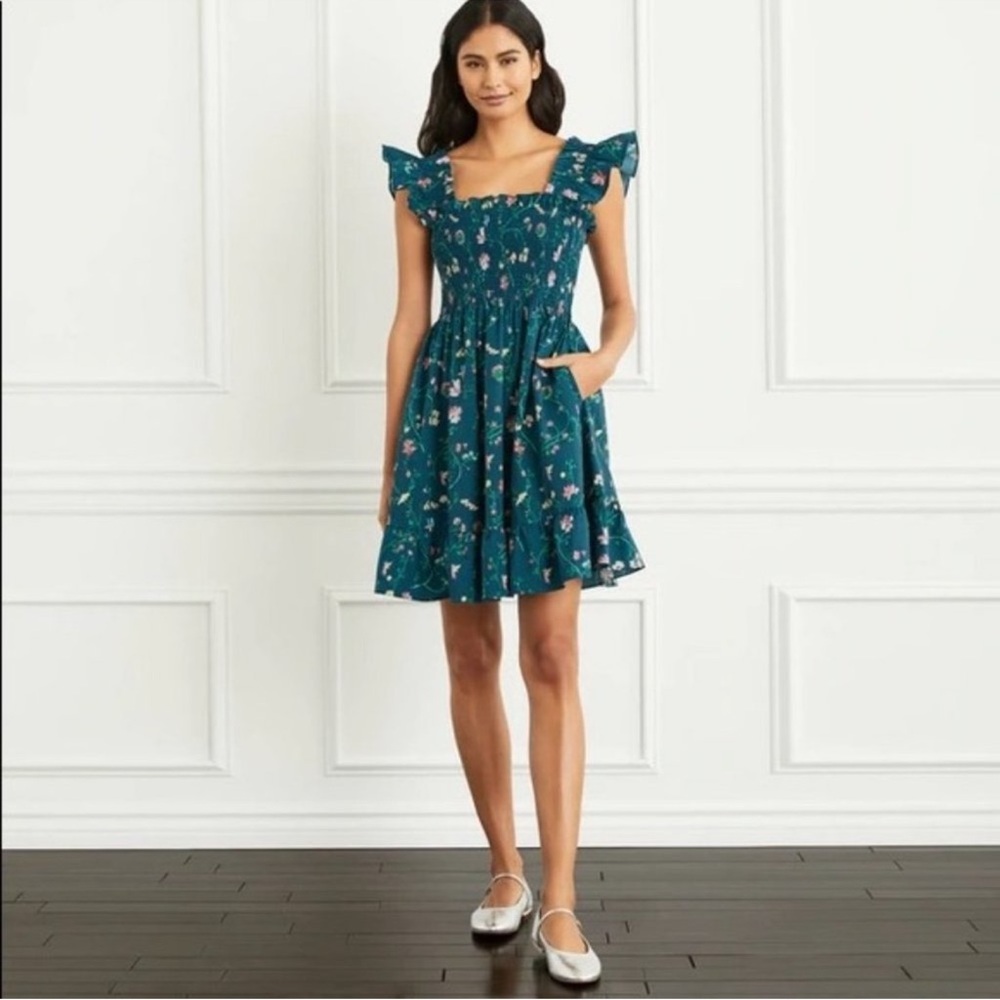 Hill House Home Elizabeth Dress in Moody Floral mini cotton smocked dress
